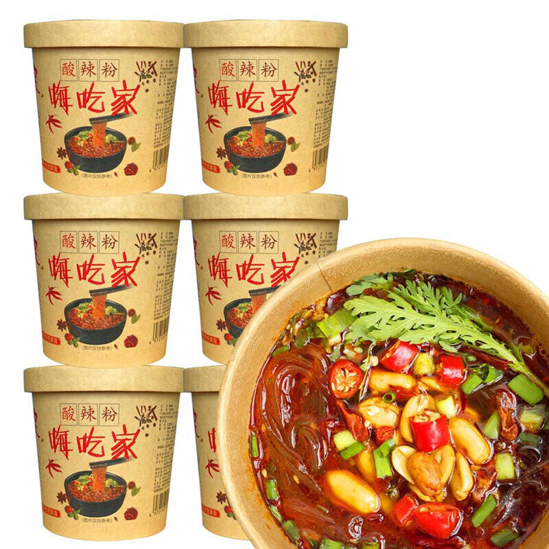 6 Boxes Haichijia Hot and Sour Instant Rice Noodles 嗨吃家酸辣粉6桶装
