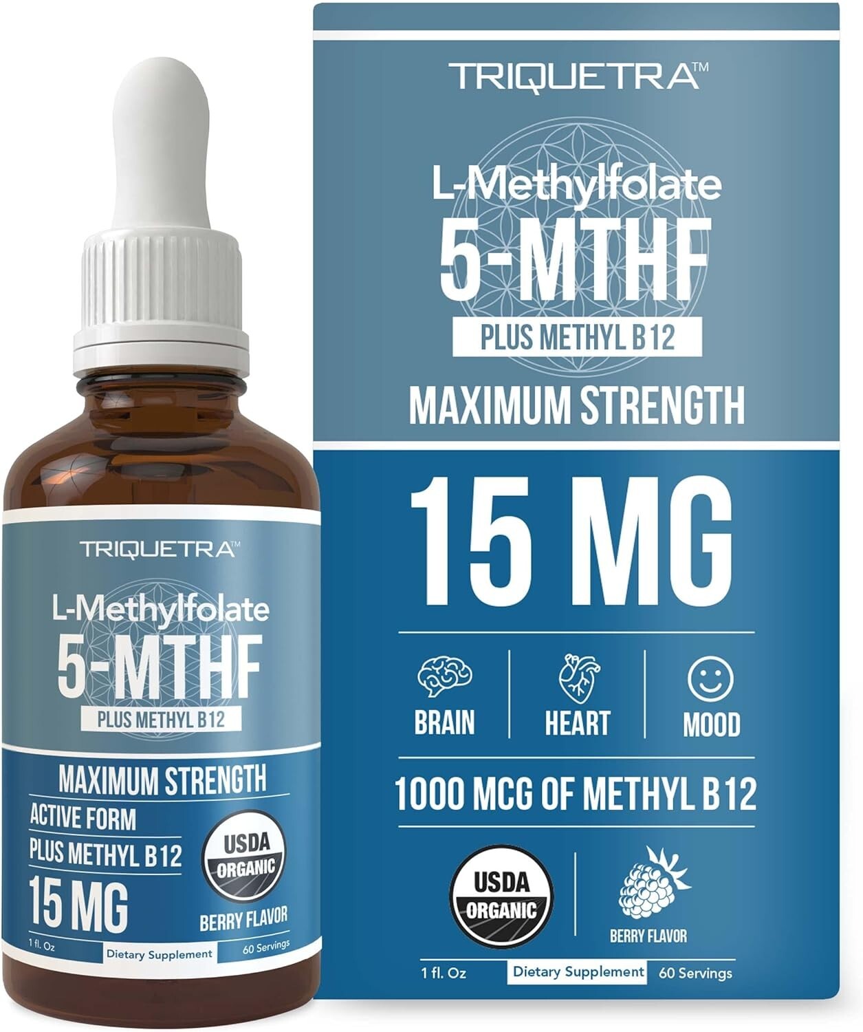 L-Methyl Folate 15mg + Methyl B12 Cofactor - Organic Berry Flavor Secondary image