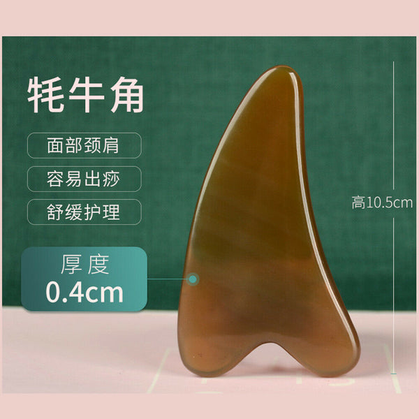 Pai Lang Tian Ran Niu Jiao Gua Sha Ban Mian Bu Mei Rong Qi派朗天然牛角刮痧板面部美容器全身通