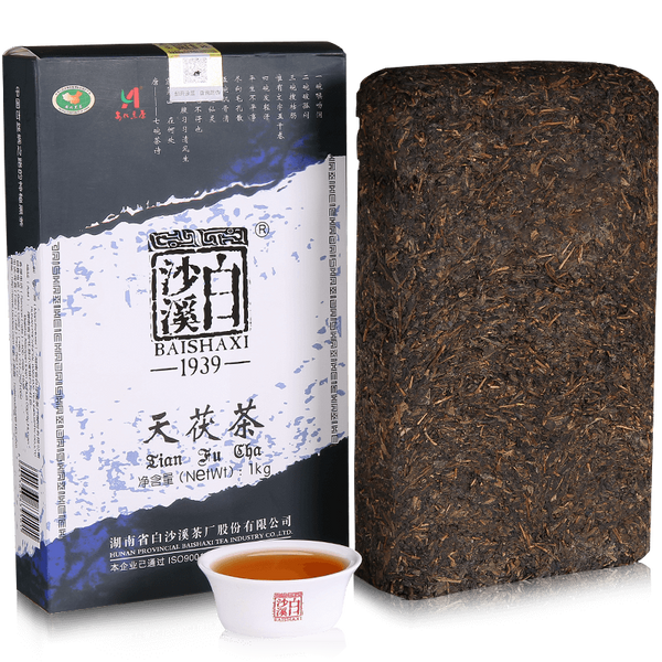 HelloYoung 1kg Gold Flower Tea Black Tea Brick TIAN FU CHA Anhua Baishaxi 1939 Dark Tea
