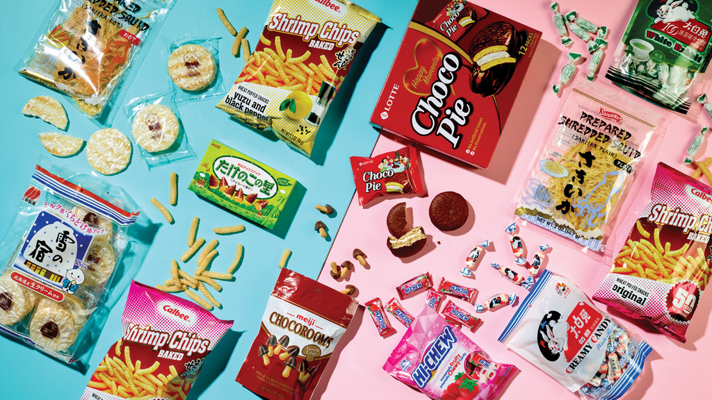 Asian Snack Box- Japanese Korean Chinese 36 Piece Sweet & Savory Mix Variety