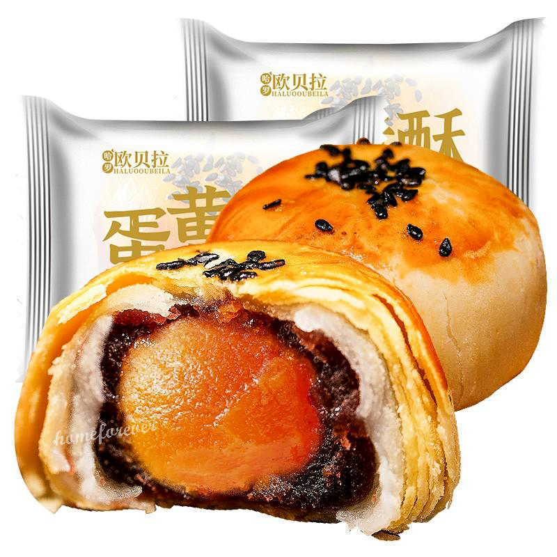 6 Pieces Bibizan Oubeila Egg Yolk Pastry Snacks 比比赞欧贝拉蛋黄酥 Secondary image