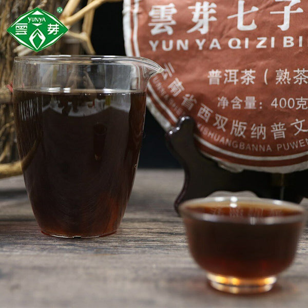 HelloYoung Yunnan Pu-erh Premium YUN YA QI ZI BING CHA Puer Ripe Shu Cake Tea 400g