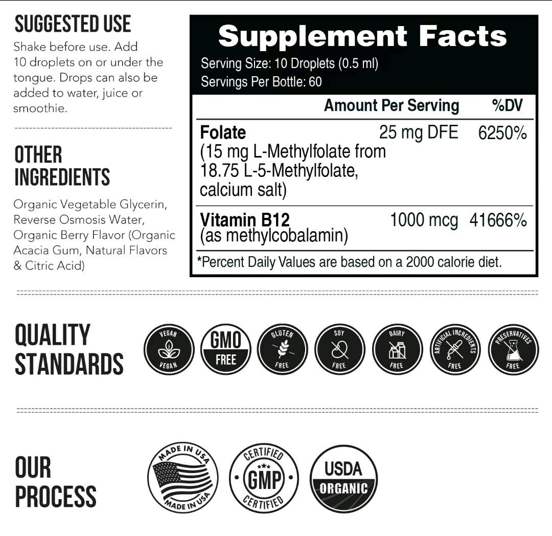 L Methyl Folate 15Mg plus Methyl B12 Cofactor