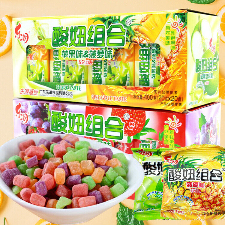 10g*40 Chinese nostalgic snack Le Chao Sour Girl Gummy乐潮酸妞软糖组合混合水果味糖果8090后怀旧零食