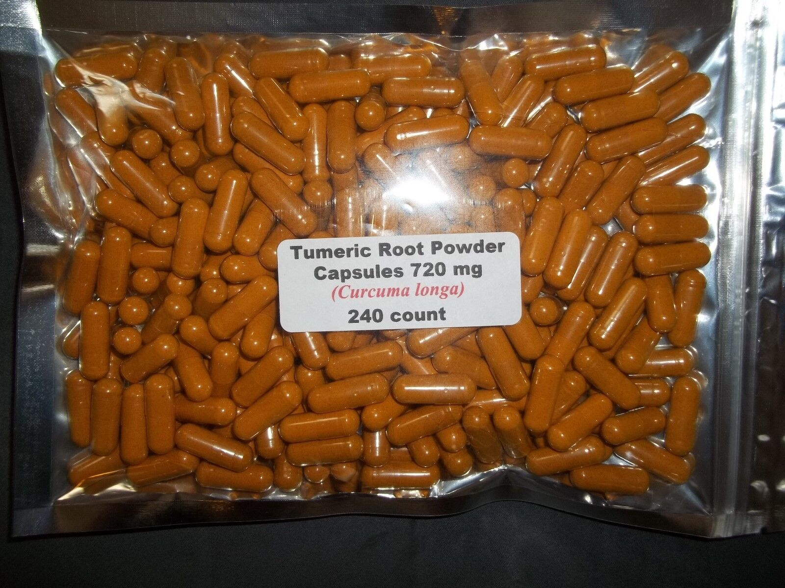 240 Count Turmeric Root Powder Capsules (Curcuma longa) 720mg, Main image