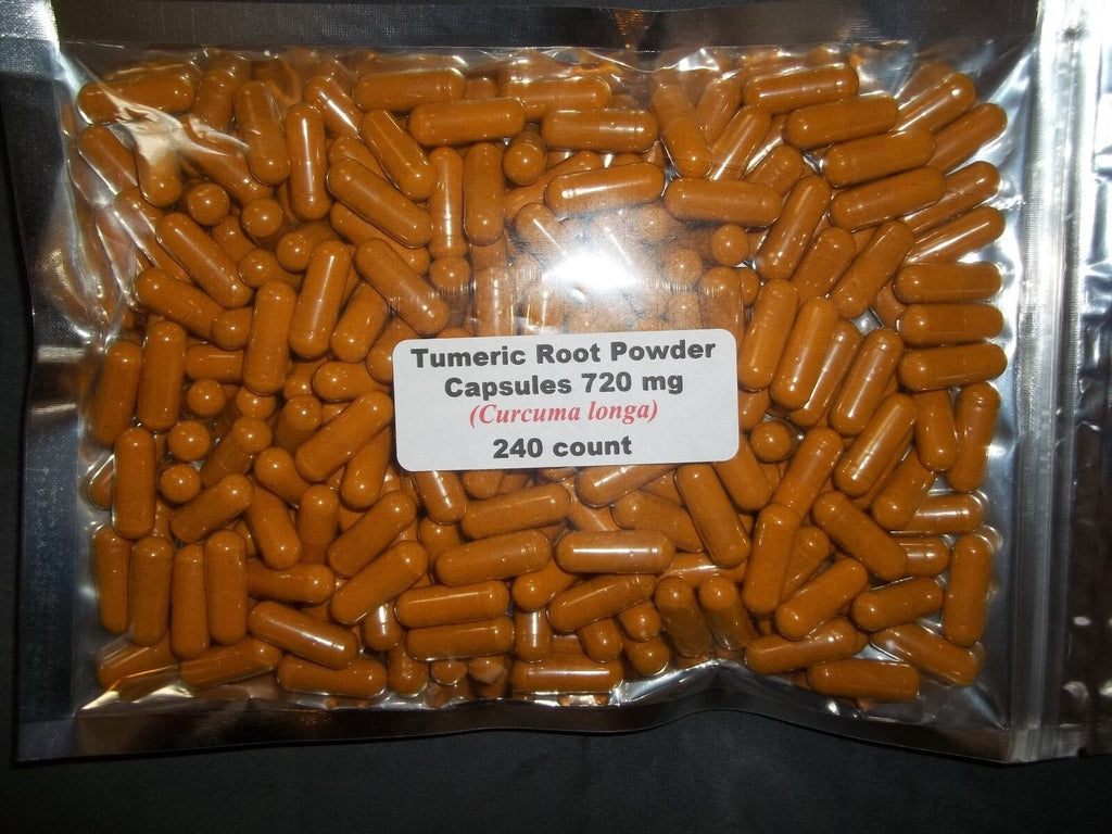 240 Count Turmeric Root Powder Capsules (Curcuma longa) 720mg,