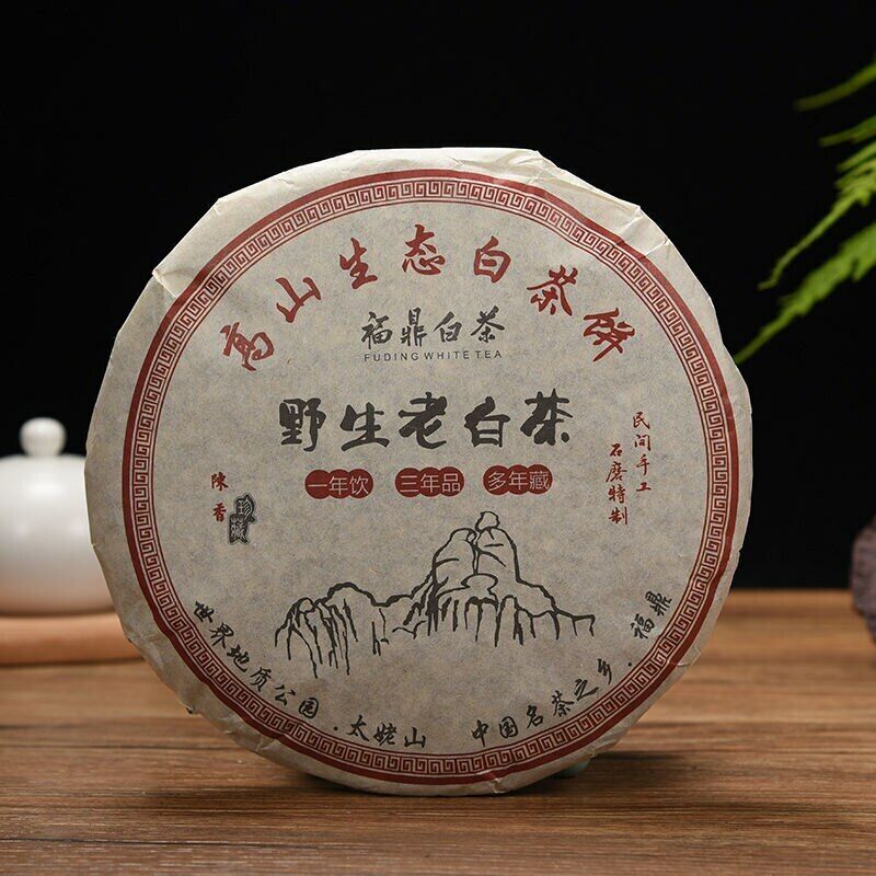 350g Fuding High Mountain Bai Cha Cake Shou Mei Premuim Wild Aged White Tea Secondary image