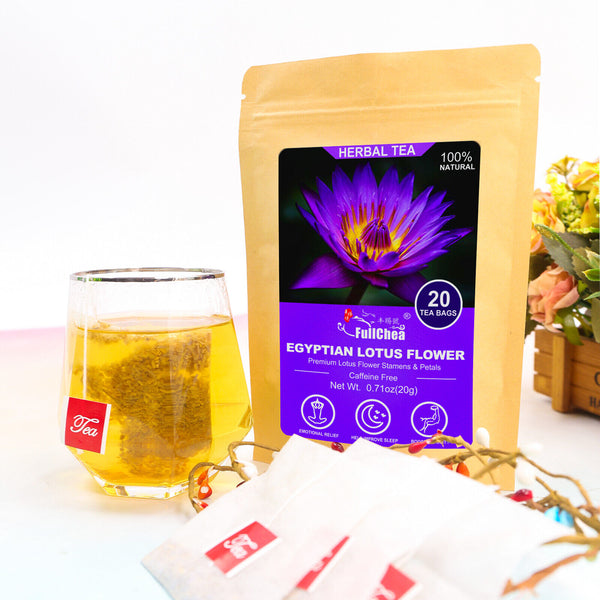 HelloYoung FullChea - Egyptian Lotus Flower Tea Bags, 20 Teabags, 1g/bag - Herbal Tea