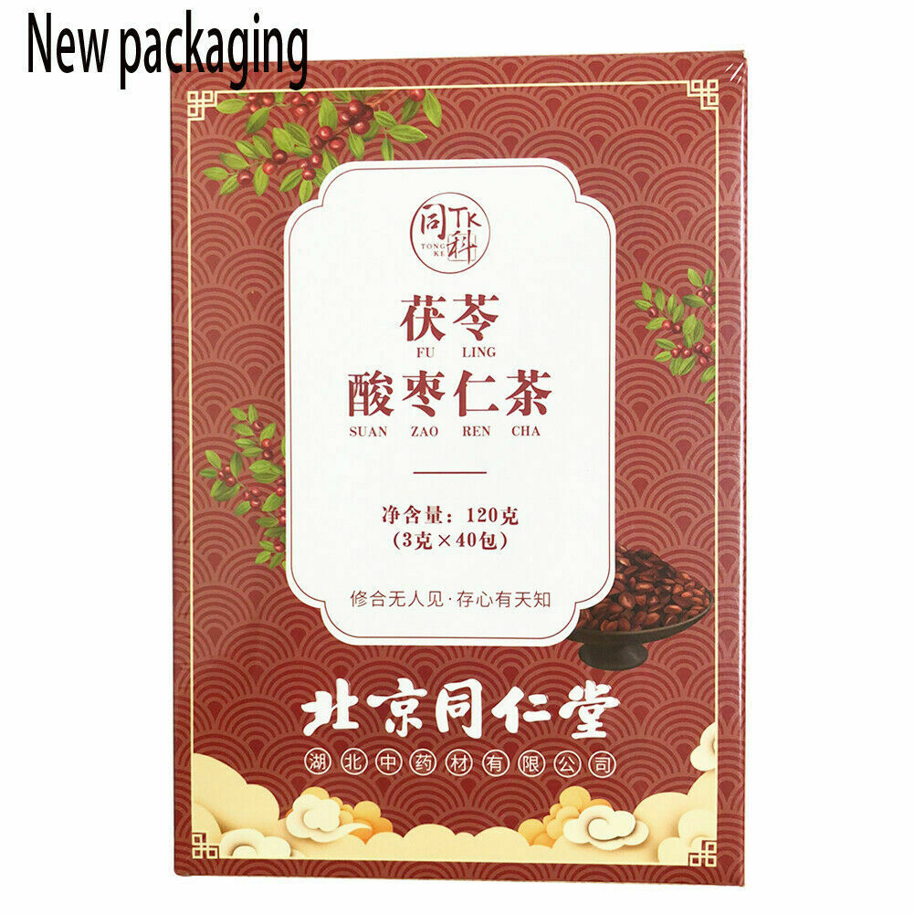 [北京同仁堂] 茯苓酸枣仁茶 Poria Jujube seed tea promote sleep 山药麦芽玫瑰红枣百合助眠安神草本养生茶 40包/盒