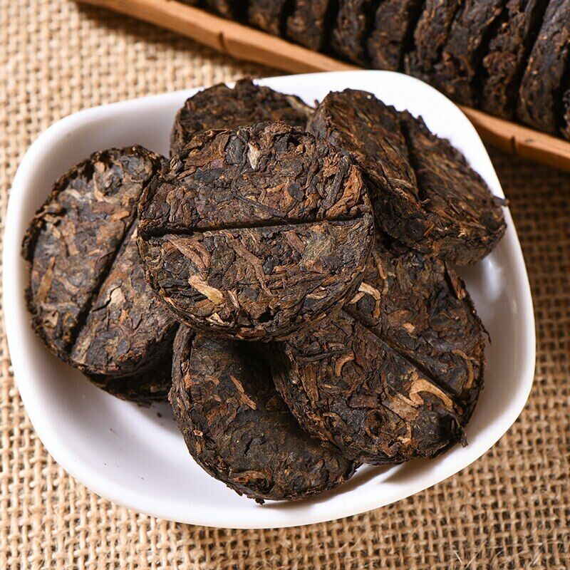 HelloYoung Wu Liang * Yunnan Puer Tea Mini Cake Ripe Pu Er 200g Health Care for Weight Loss