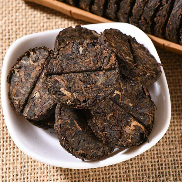 HelloYoung Wu Liang * Yunnan Puer Tea Mini Cake Ripe Pu Er 200g Health Care for Weight Loss