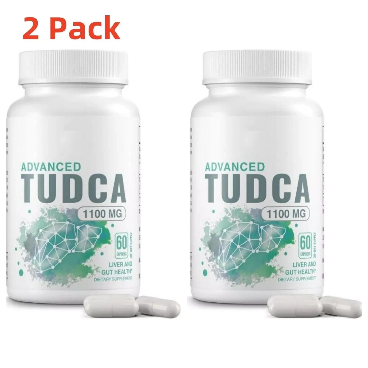 2 Pack TUDCA Liver Supplement 1100mg - Liver Support - 60 Capsules/Bottle Secondary image
