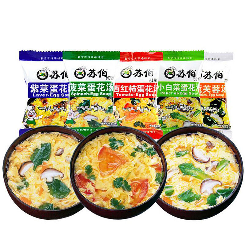 Vegetable Eggs Soup Instant Fast Food Different Tastes Delicious Healthy Food