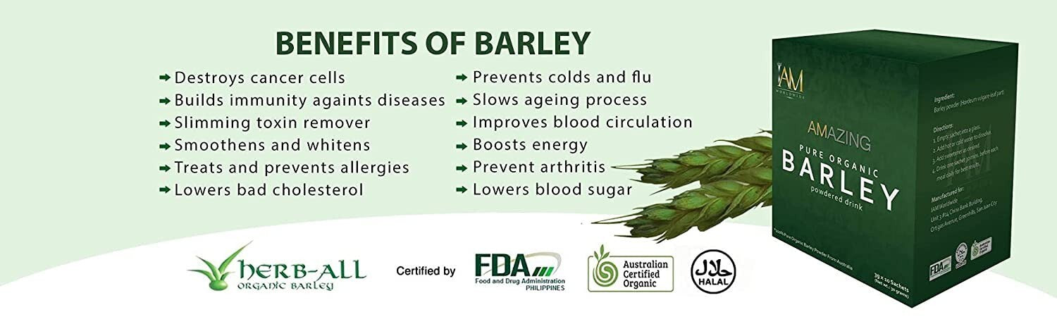 1 Box I AM Worldwide Amazing Pure Organic Barley Powdered Drink Mix 10-Sachets