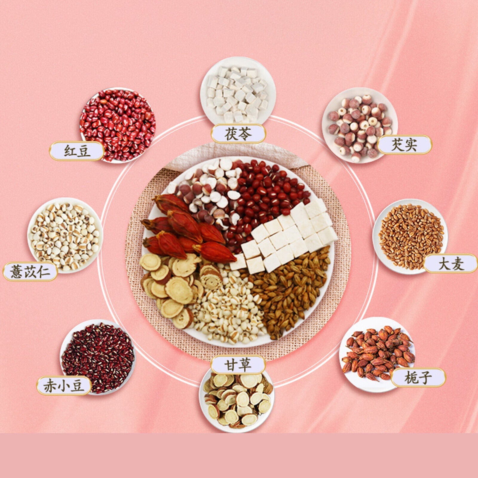 HelloYoung 120g Poria Gorgon Red Bean and Coix Seed Herbs Tea China Herbal Tea Health Care Secondary image