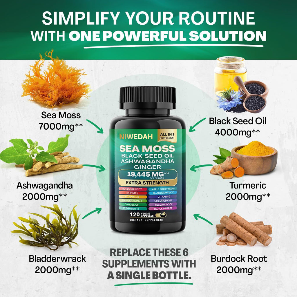 Sea Moss Bundle Black Seed Multivitamin & Shilajit Power Combo USA