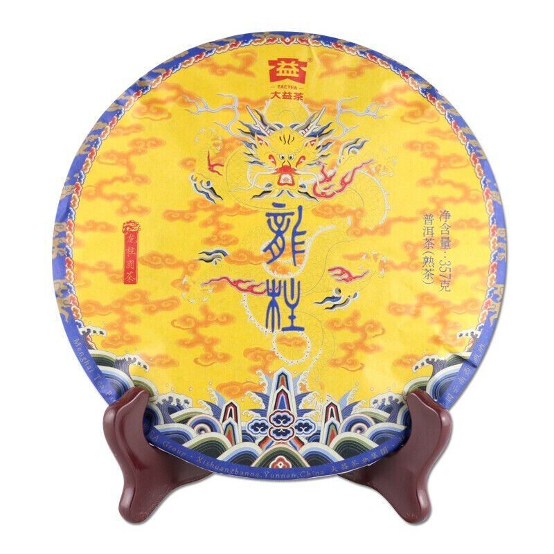357g Menghai Dayi Classical Pu-erh Tea Ripe Puer Cake Dragon Pole TAETEA 2101