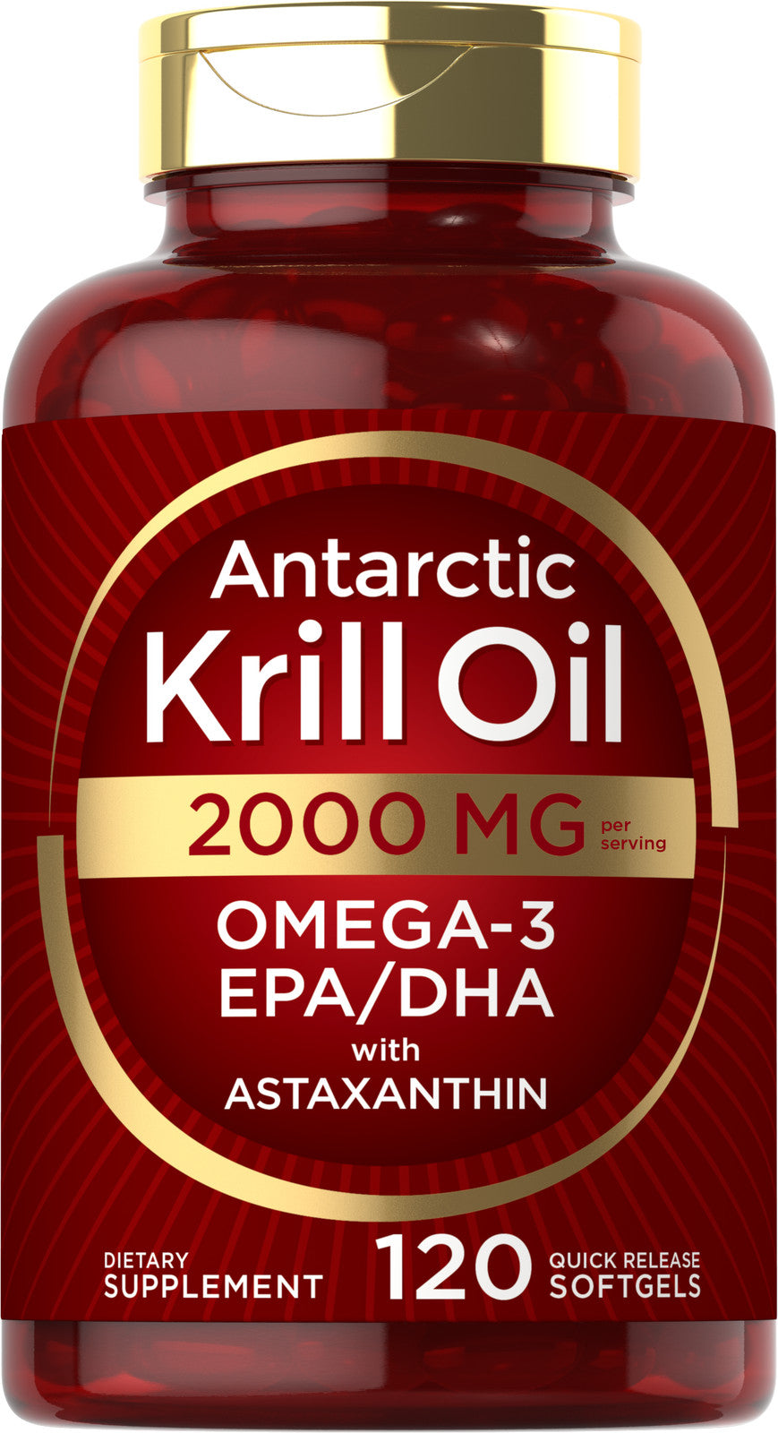 Antarctic Krill Oil 2000 mg 120 Softgels | Omega-3 EPA, DHA, with Astaxanthin Main image