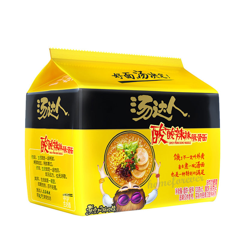 5 Bags Tongyi Tonkotsu Instant Noodles Spicy with Sour 统一汤达人酸酸辣辣豚骨味方便面 五连包 中国特产 Main image