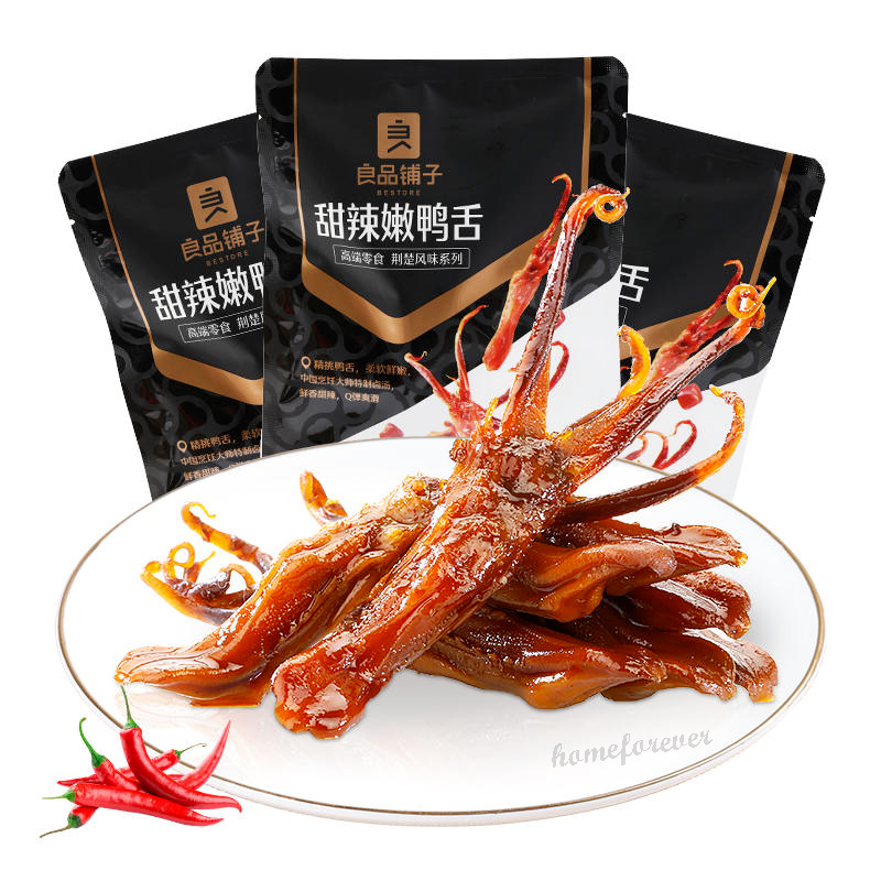 40g x 3Bags Chinese Snacks Snack 良品铺子甜辣嫩鸭舌 Liangpinpuzi Sweet Spicy Duck Tongue Secondary image