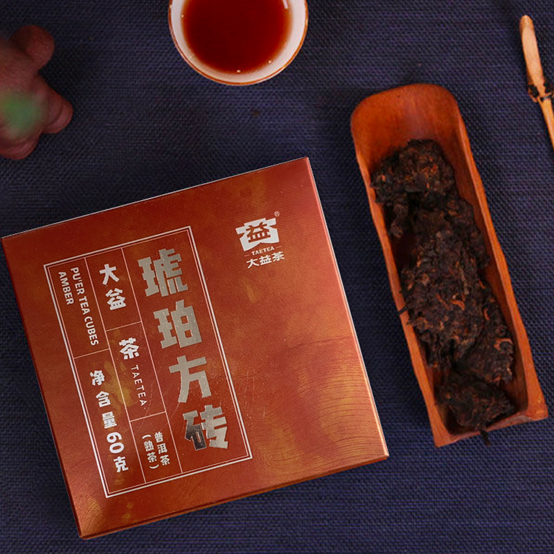 HelloYoung Pu'er Tea Cubes Amber Menghai Dayi Pu-erh Puer Tea Brick Ripe 240g/8.46oz Secondary image