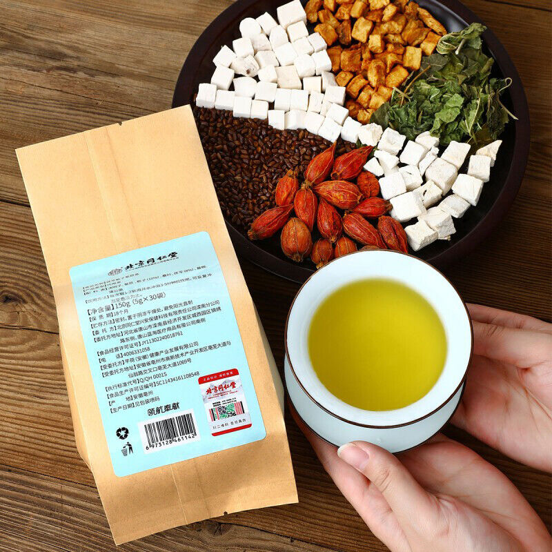 HelloYoung Healthy Herbal TeaFuling Zhizi Juju Tea 北京同仁堂 茯苓栀子菊苣茶决明子桑叶蒲公英葛根 150g(5*30袋)天然降酸茶 Main image