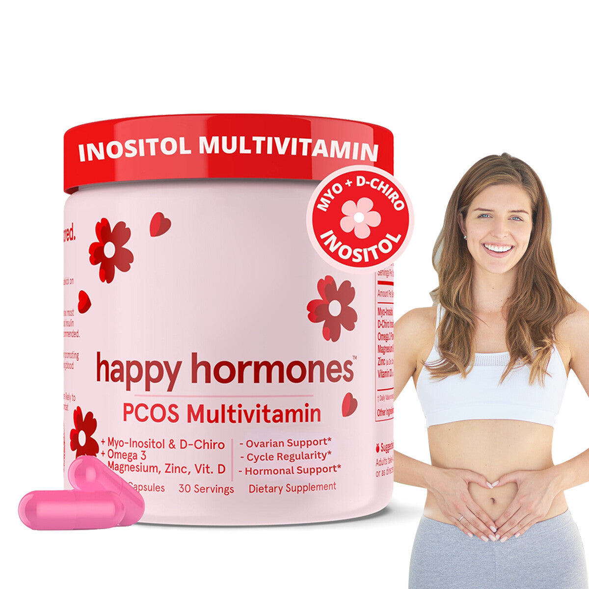 Happy Hormones PCOS Multivitamin Hormone Balance for Women Health 120Caps
