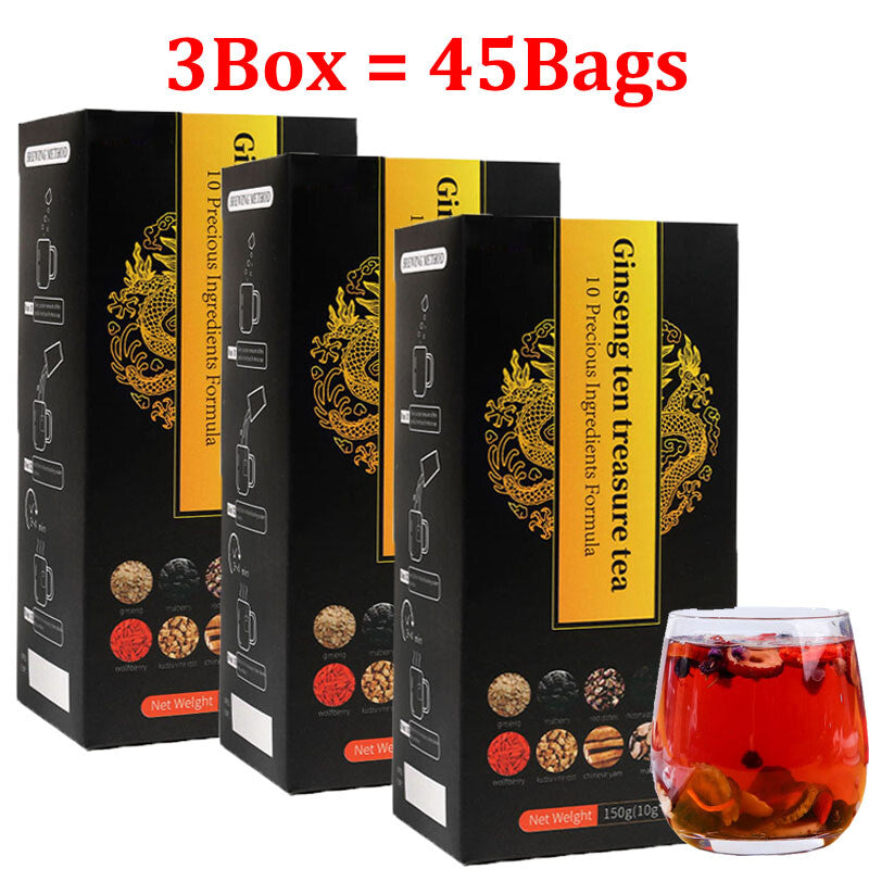 Ginseng Treasure Tea 10 Ingredients Premium Herbal Goji Blend Natural