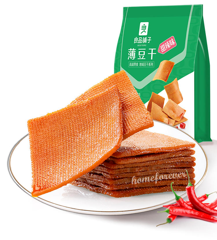 160g x 2 Bags Liangpinpuzi Thin Dried Tofu Sweet & Spicy Snacks 良品铺子薄豆干 甜辣味 Secondary image