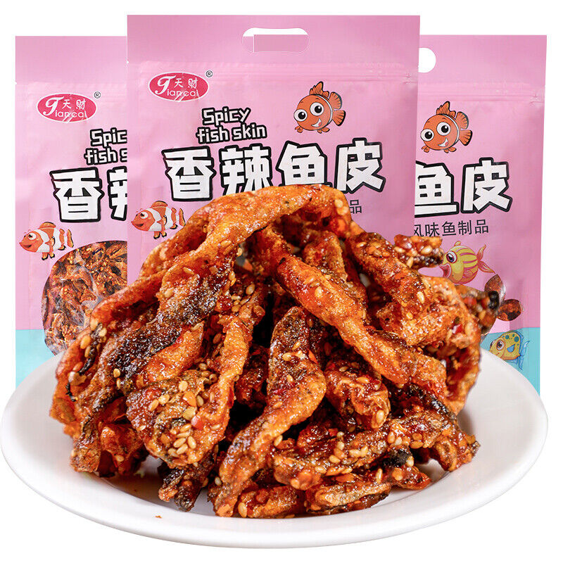 500g instant spicy fish skin honey Sweet spicy cod skin seafood snack 香辣鱼皮海鲜小吃 Main image