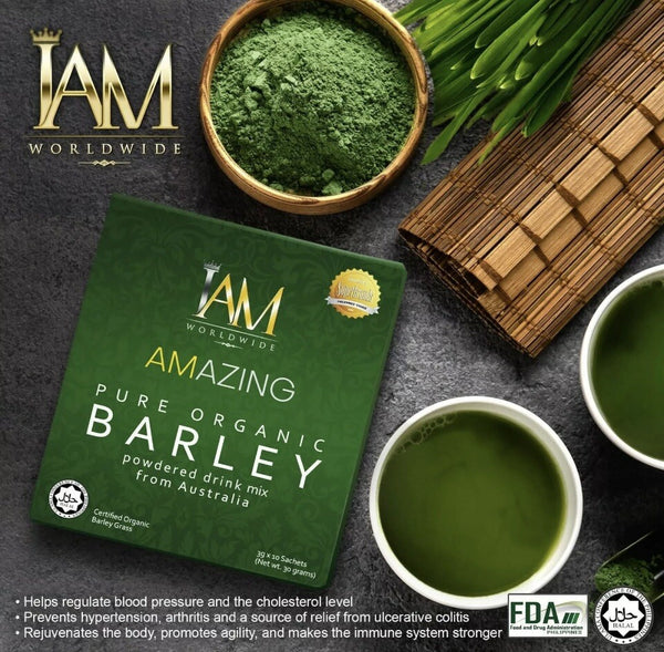 I Am Worldwide Amazing Pure Organic Barley For 1 Box Or 10 Sachet Free Shipping