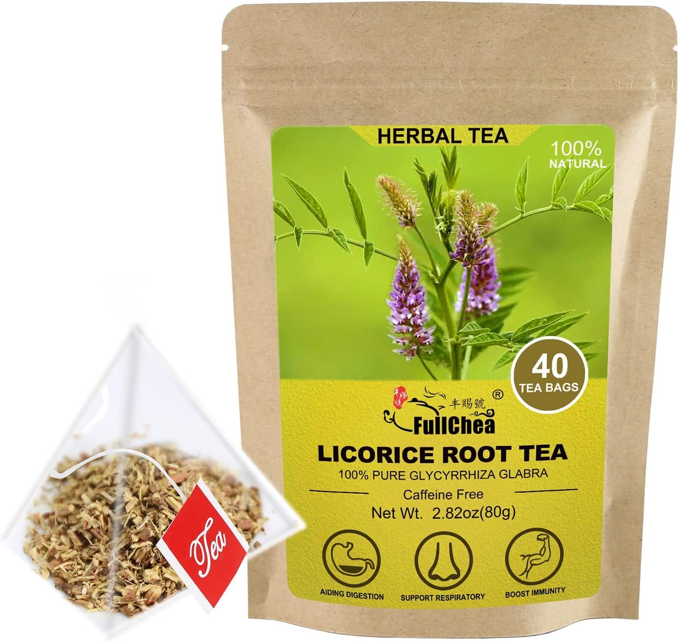 FullChea Licorice Root Tea Bags 40 Teabags 2g/bag Licorice Root Herbal Tea Main image