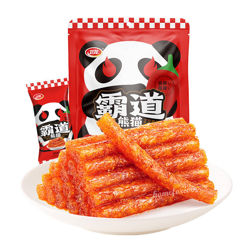 192g New Package! WEILONG Latiao Hotstrips Chinese Weilong Snack 中国卫龙霸道熊猫正宗麻辣辣条 Main image