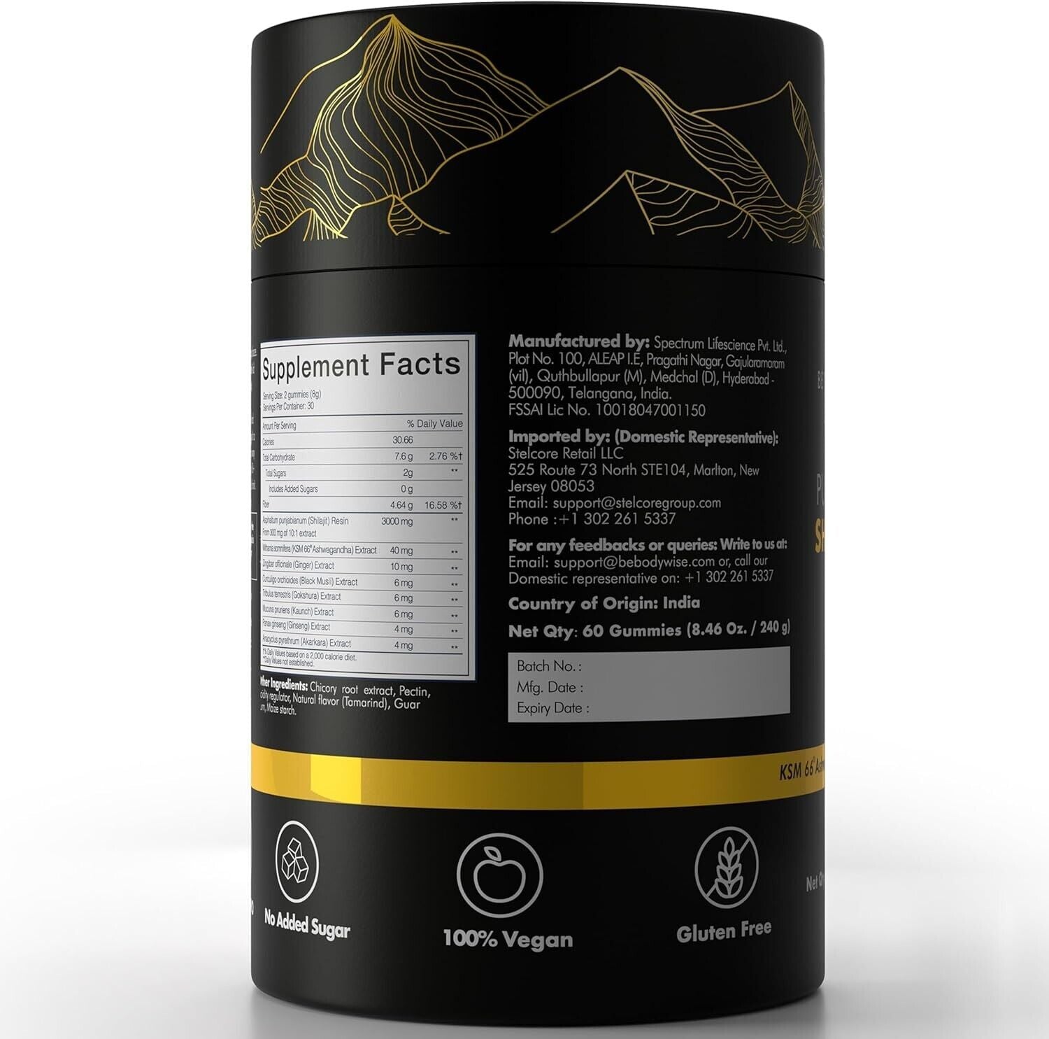 Energy Boost Reine Himalaya Shilajit Gummis | Mit Ashwagandha,Gokshura & anderen