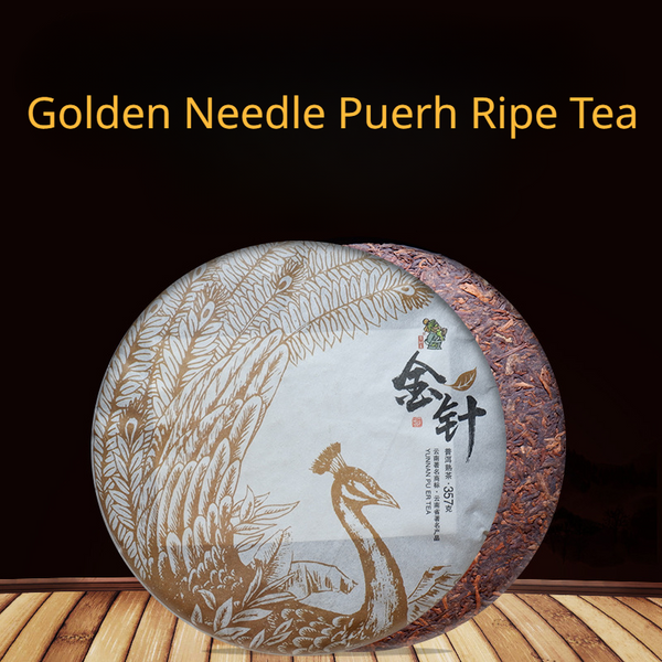 Yunnan Puerh Ripe Tea Golden Needle Cooked Pu-erh Tea Cake Pu'er Black Tea 357g
