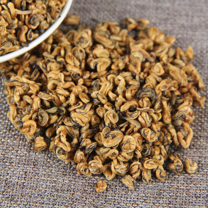 HelloYoung TeaPremium Golden Snail Dian Hong Jin Luo Handmade Pure Bud China Yunnan Black Tea