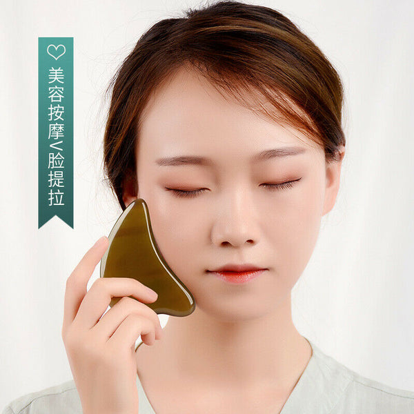 Pai Lang Tian Ran Niu Jiao Gua Sha Ban Mian Bu Mei Rong Qi派朗天然牛角刮痧板面部美容器全身通
