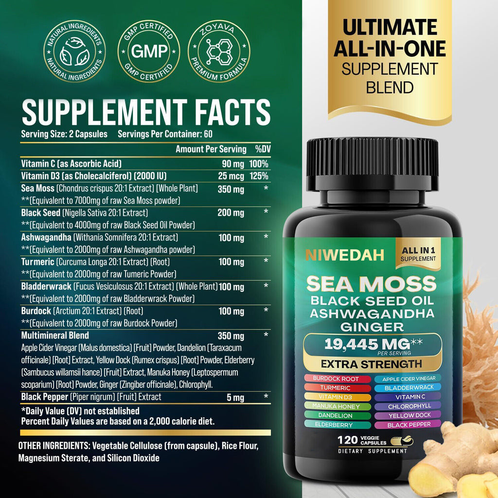 Sea Moss Bundle Black Seed Multivitamin & Shilajit Power Combo USA
