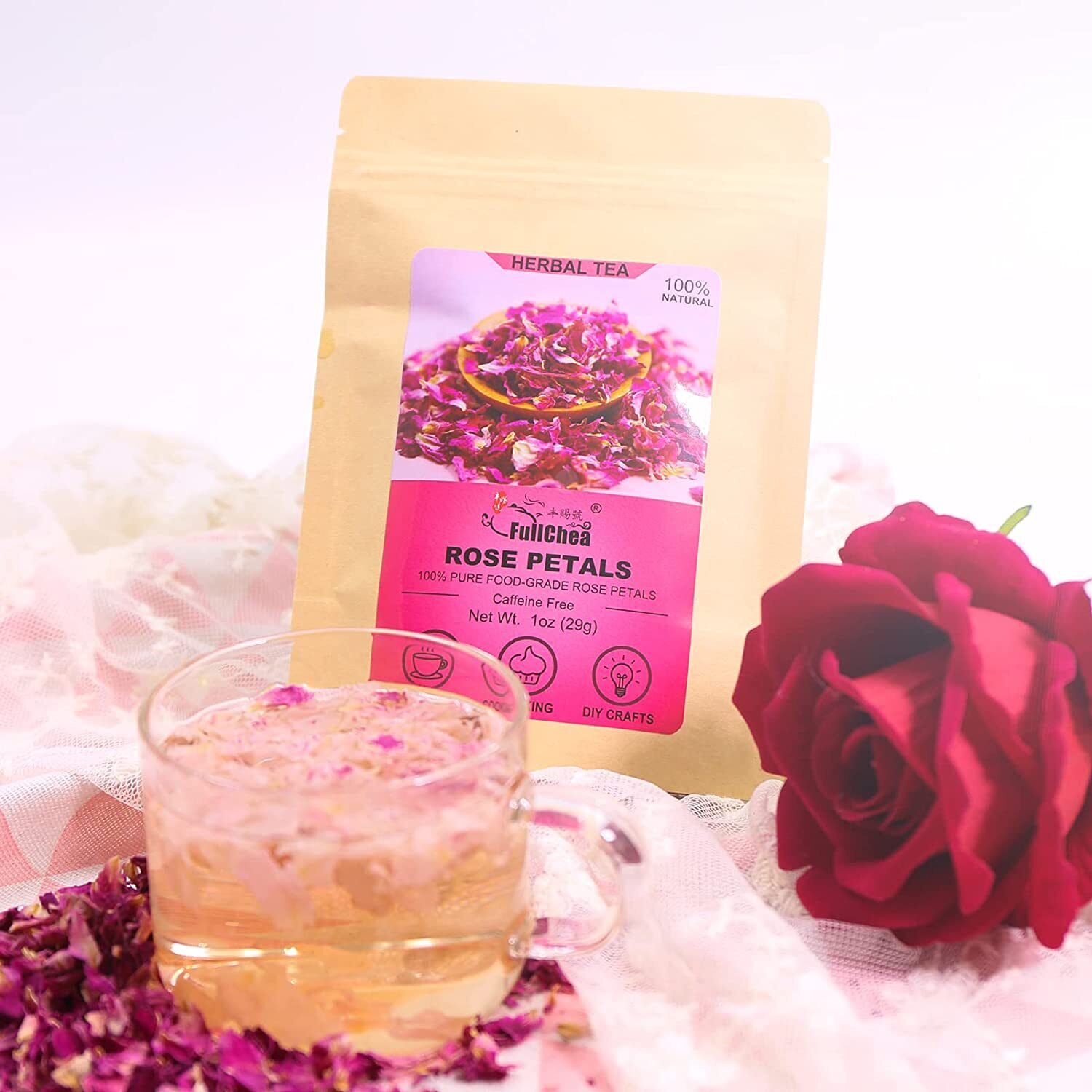 HelloYoung FullChea Dried Rose Petals 29g Edible Flowers Real Rose Petals