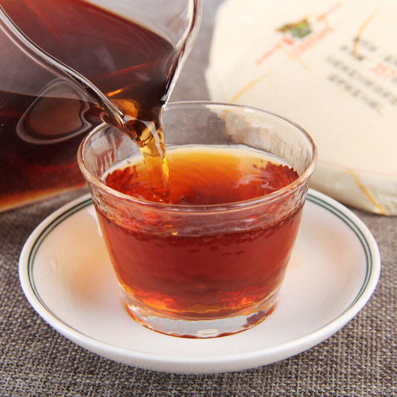 357g Menghai Ripe Puerh Tea Cake Gongbing Pu-erh Cooked Tea Yunnan Old Pu'er Tea