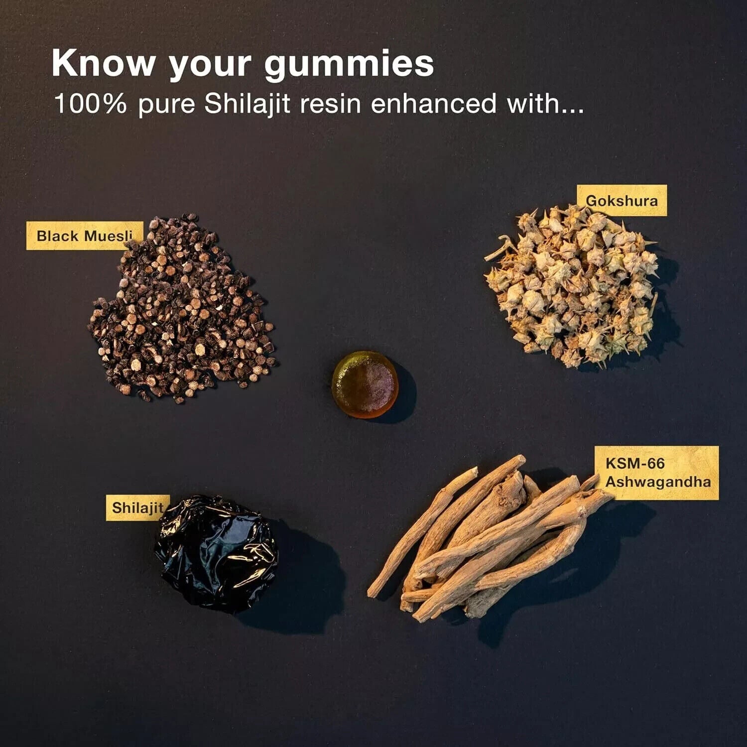 Immune Support Pure Himalayan Shilajit Gummies with Ashwagandha,Chaga Mushroom