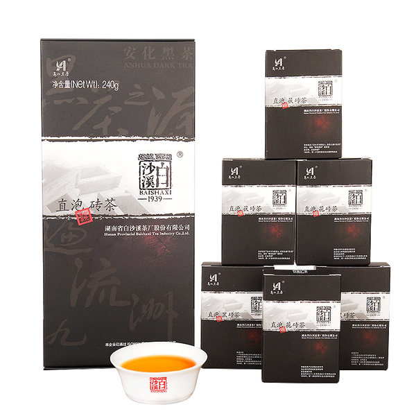 240g Hu Nan Baishaxi Instant Assorted Black Tea Brick  Anhua Dark Tea