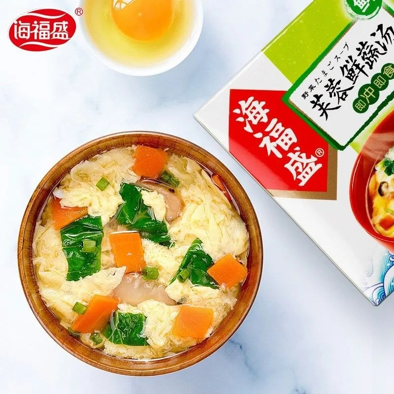 HelloYoung Chinese Food Snacks Instant Soup 零食中国食品小吃 冲泡即食速食汤料包 方便速溶汤 海福盛 芙蓉鲜蔬汤40g/盒