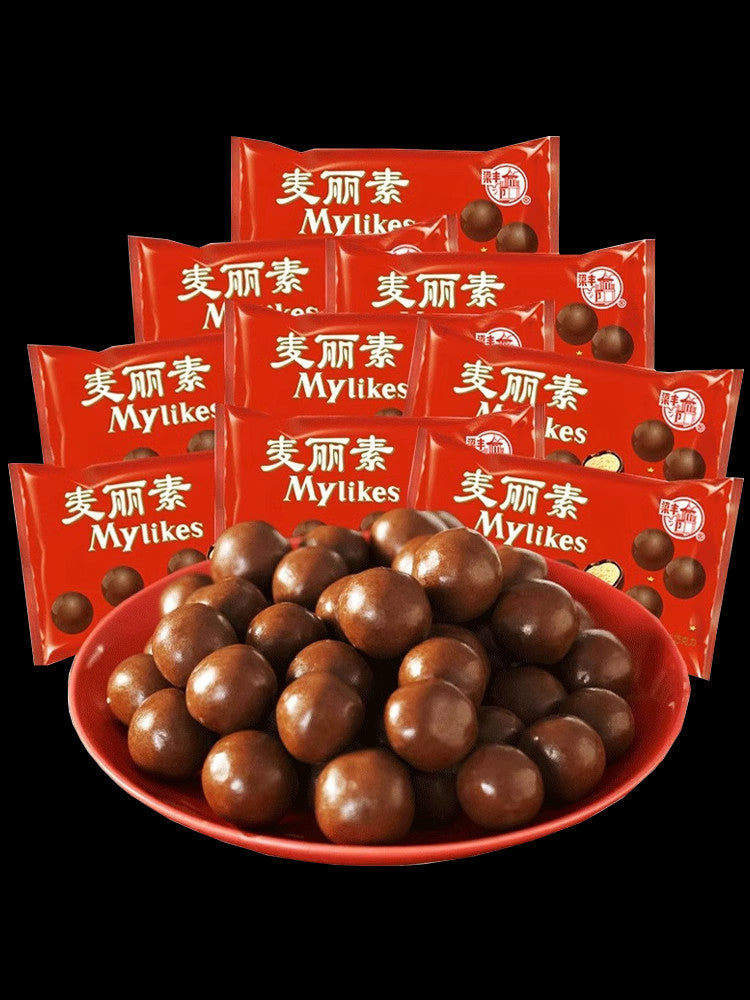 Liangfeng Mylikes Chocolate Chinese Snack Food 24 Bags x 25g 梁丰麦丽素夹心巧克力零食 Main image