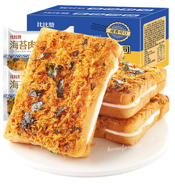 600g Bibizan Seaweed Meat Floss Toasts Cake Breads Chinese Snacks 比比赞海苔肉松吐司面包