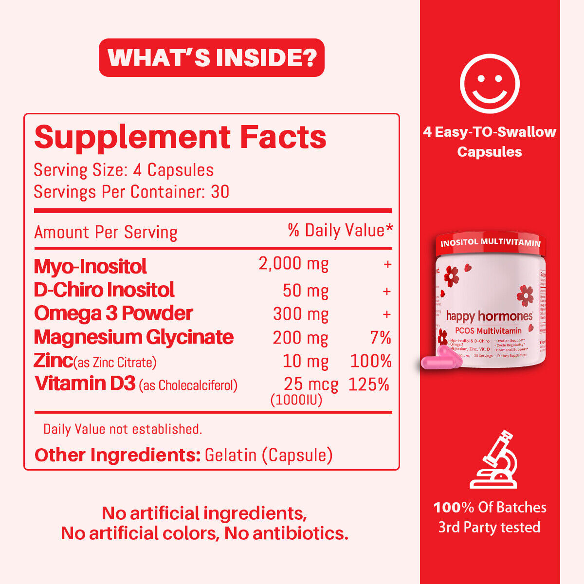 Happy Hormones PCOS Multivitamin Hormone Balance for Women Health 120Caps
