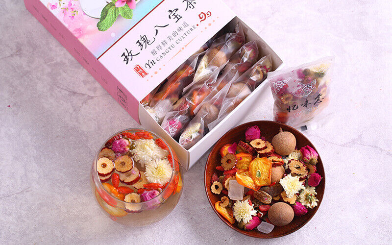 HelloYoung 15 Pcs Natural Babao Tea Includes Longan Rose Jujube Herbal Tea Beauty Skin 180g