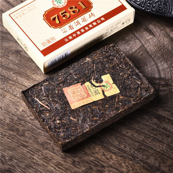 HelloYoung ZHONGCHA COFCO Classic Puer 7581 Ripe Puerh Brick Shu Cooked Pu'er Brick 250g