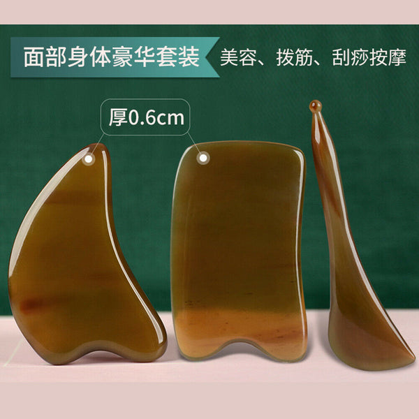 Pai Lang Tian Ran Niu Jiao Gua Sha Ban Mian Bu Mei Rong Qi派朗天然牛角刮痧板面部美容器全身通